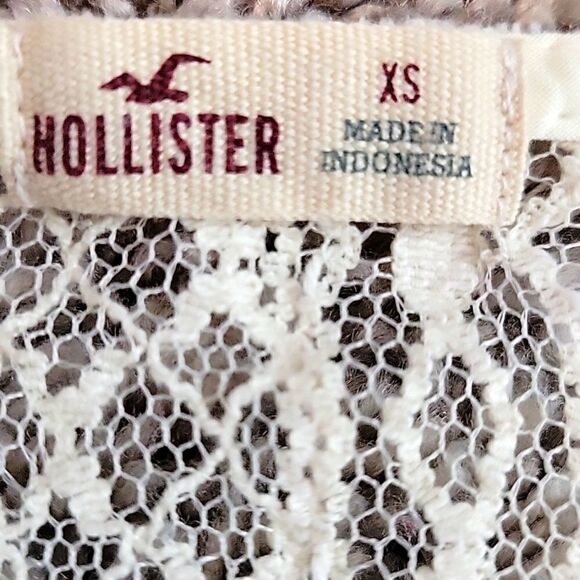 EC HOLLISTER BOHO CREAM LACE LONG SLEEVE CROP TOP. SZ. XL - Picture 4 of 5